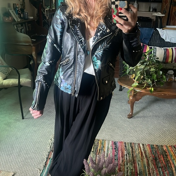 Blanknyc painted Floral Leather Jacket Sm - Picture 2 of 13